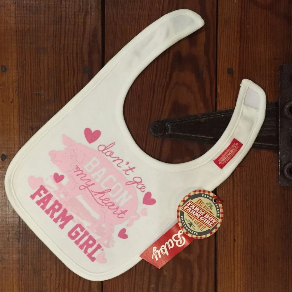 Farm Girl Brand Don’t Go Bacon My Heart Pink Pig Bib